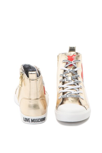 Love Moschino Magas szárú ökobőr cipő fémes hatással női