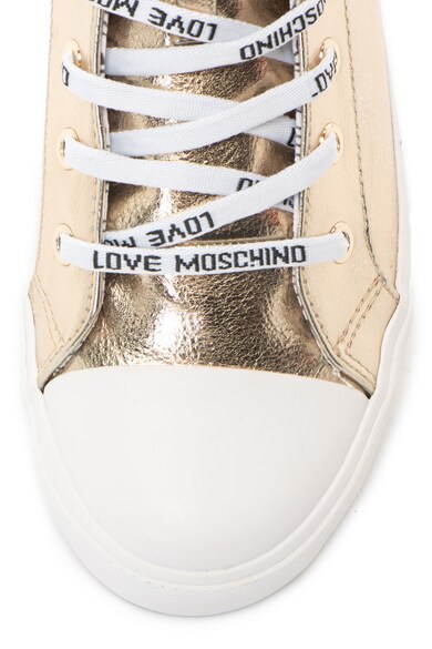 Love Moschino Magas szárú ökobőr cipő fémes hatással női
