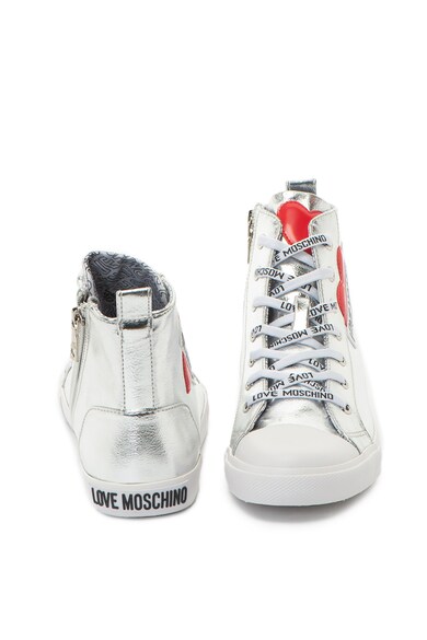 Love Moschino Tenisi high-top de piele ecologica cu aspect metalic Femei