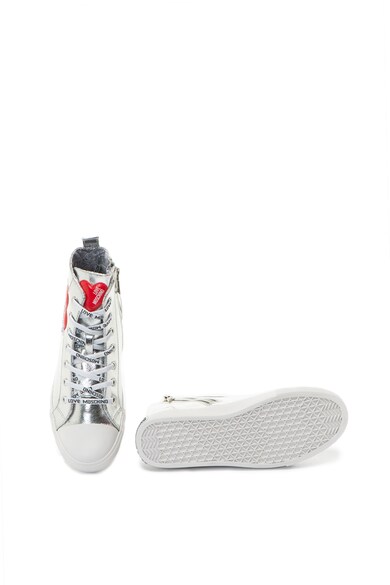 Love Moschino Tenisi high-top de piele ecologica cu aspect metalic Femei