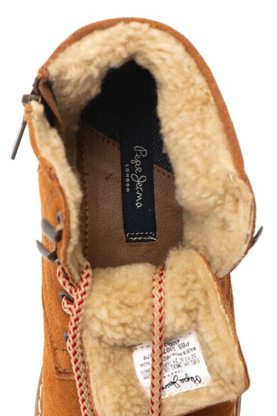 Pepe Jeans London Bocanci de piele intoarsa cu captuseala din material teddy Combat Sport Fete