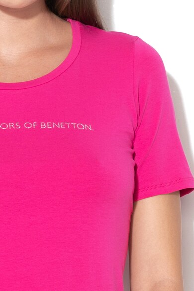 United Colors of Benetton Tricou cu decolteu rotund si logo stralucitor Femei