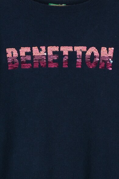 United Colors of Benetton Finomkötésű pulóver logóval Lány