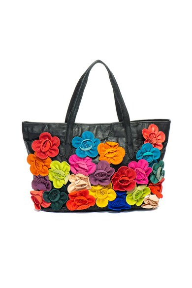 Pellearts Кожена чанта за шопинг, с флорални апликации Жени