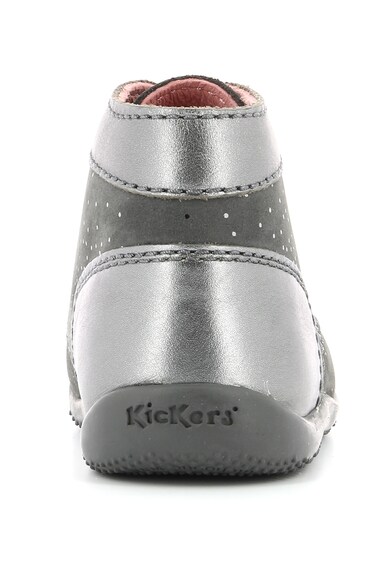 Kickers kids Pantofi sport de piele nabuc cu insertii metalice Fete