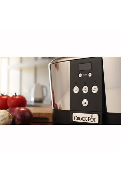 Crock-Pot Slow cooker  , 5.7 l, 2 Setari gatit, Functie pastrare la cald, Display electronic, Timer, Vas de ceramica detasabil, Argintiu Femei