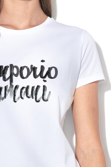 Emporio Armani Tricou cu imprimeu text si aplicatii cu paiete Femei