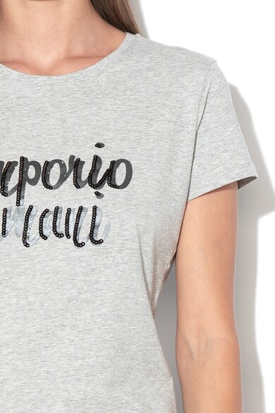 Emporio Armani Tricou cu imprimeu text si aplicatii cu paiete Femei