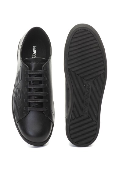 Emporio Armani Bőr plimsolls cipő logós hímzéssel férfi