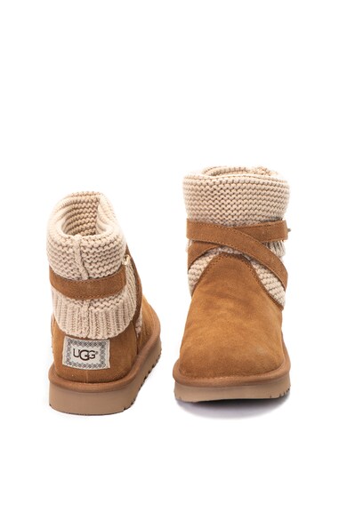 UGG Ghete de piele intoarsa si material textil, cu bareta Purl Femei