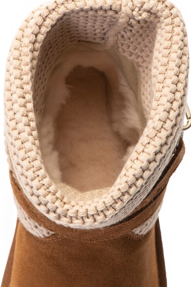 UGG Ghete de piele intoarsa si material textil, cu bareta Purl Femei