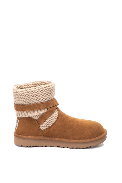 UGG Ghete de piele intoarsa si material textil, cu bareta Purl Femei