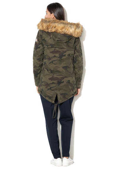 SUPERDRY Jacheta parka cu model camuflaj si blana sintetica detasabila Femei