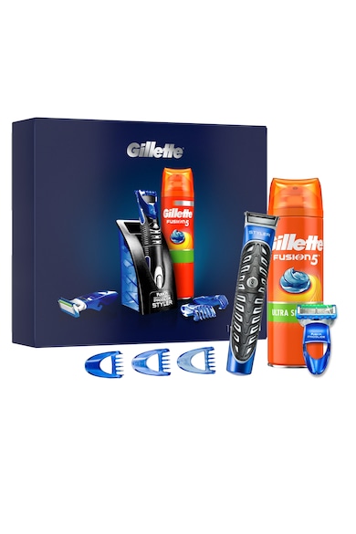 Gillette Set cadou: Aparat de ras  Styler + Gel de ras Fusion5, 200 ml Barbati