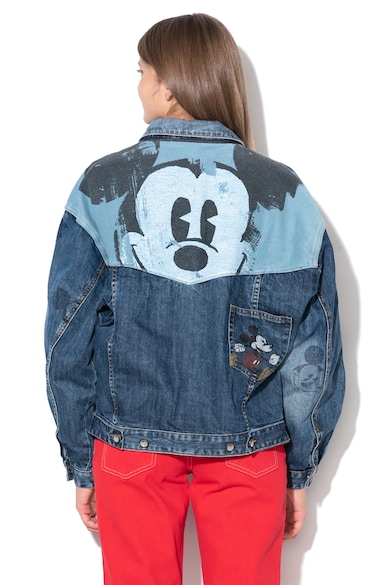 DESIGUAL Jacheta din denim cu imprimeu cu aspect decolorat Mickey Femei