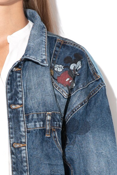 DESIGUAL Jacheta din denim cu imprimeu cu aspect decolorat Mickey Femei