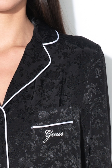 Guess PIjama de satin cu logo brodat Femei