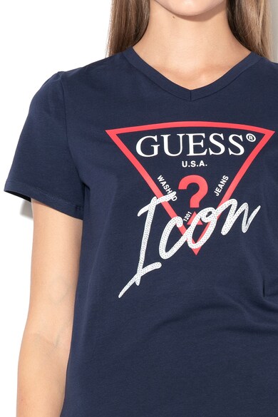 GUESS JEANS Tricou cu decolteu in V si logo Femei