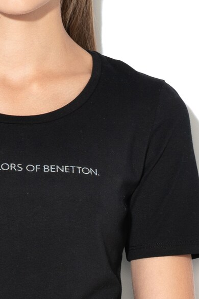 United Colors of Benetton Tricou cu decolteu rotund si logo stralucitor Femei