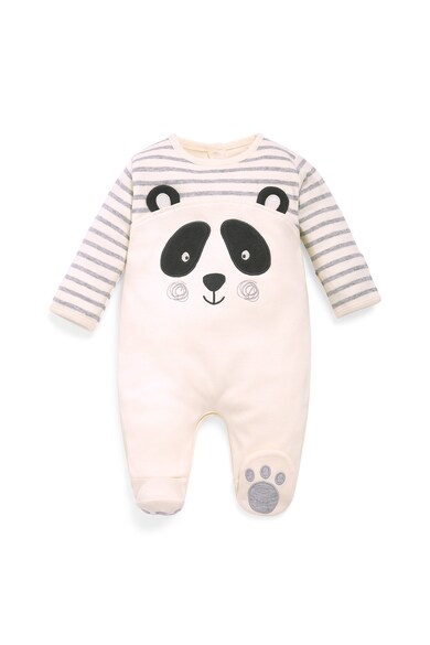 JoJo Maman Bebe Set de salopeta cu botosei si caciula cu model panda Fete