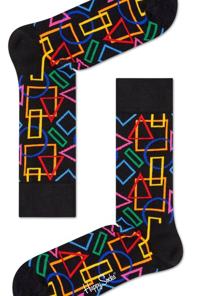 Happy Socks Sosete lungi unisex cu model geometric Femei