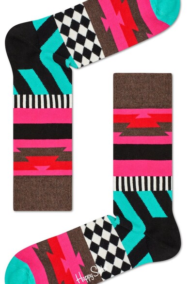 Happy Socks Sosete lungi unisex cu model geometric Femei