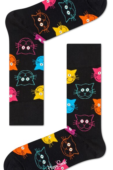 Happy Socks Sosete lungi unisex cu model cu pisici Femei