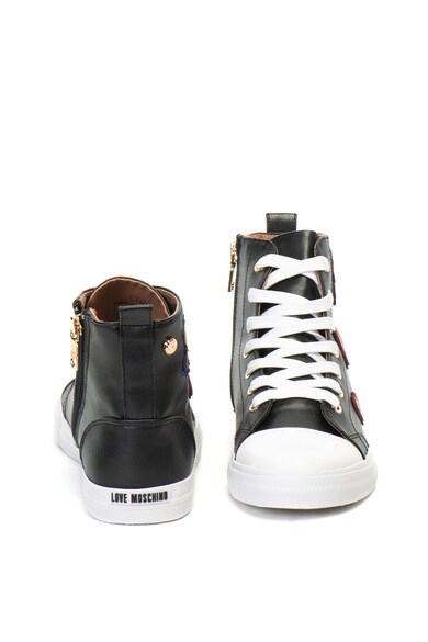 Love Moschino Magas szárú műbőr sneakers cipő foltrátétekkel női