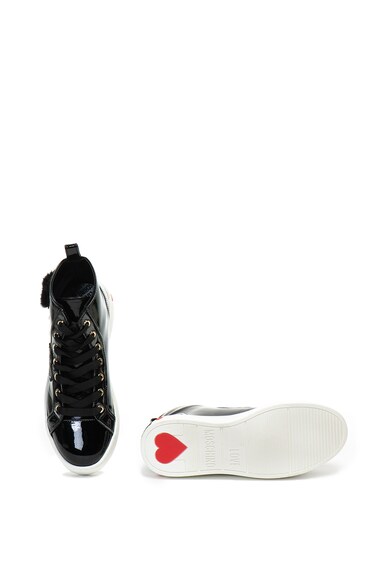 Love Moschino Pantofi sport hi-top din piele lacuita ecologica Femei