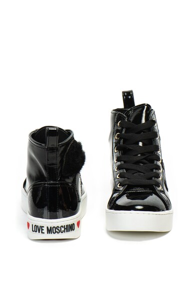 Love Moschino Pantofi sport hi-top din piele lacuita ecologica Femei