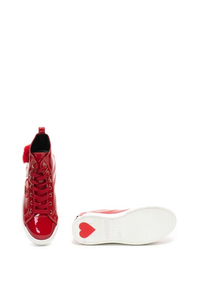 Love Moschino Magas szárú lakkozott műbőr sneakers cipő női