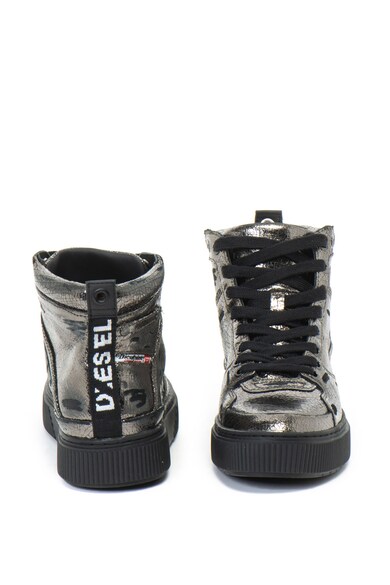 Diesel Danny fémes hatású középmagas szárú bőr sneakers cipő női