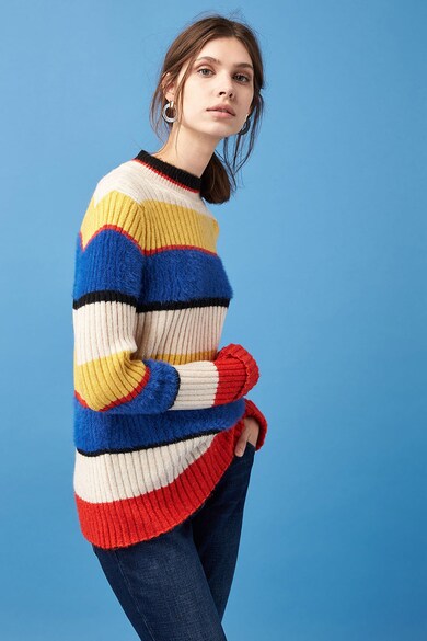 NEXT Рипсен пуловер с цветен блок Жени