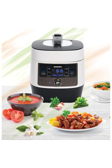 Heinner Multicooker cu gatire sub presiune  , 3.3 L, 14 programe, vas antiadeziv detasabil, Timer, presiune reglabila, display LED, Alb Femei