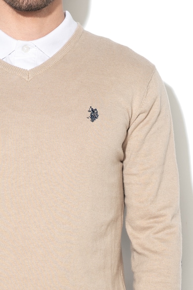 U.S. Polo Assn. Пуловер с фина плетка и бродерии Мъже