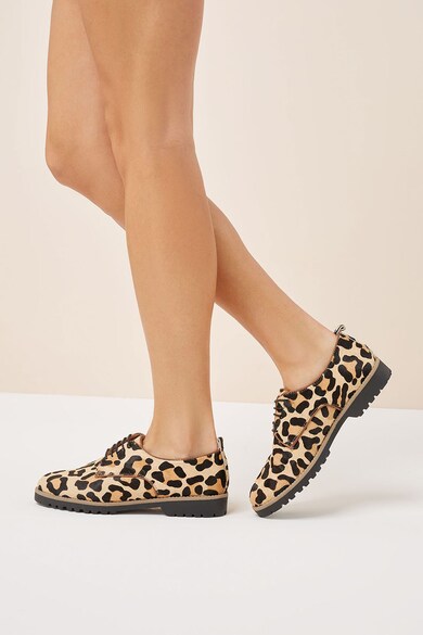 NEXT Pantofi de piele cu par scurt si animal print Femei