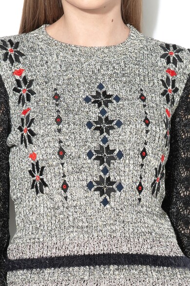 DESIGUAL Brenna bordázott pulóver hímzésekkel női