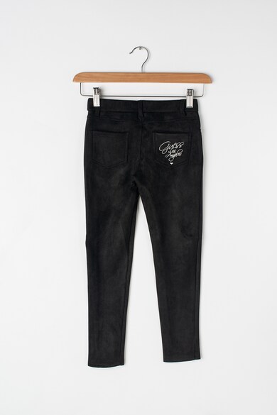 GUESS JEANS Pantaloni skinny de piele intoarsa ecologica, cu logo brodat Fete