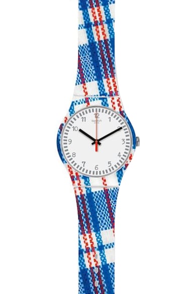 Swatch Ceas unisex cu o curea in carouri din silicon Femei