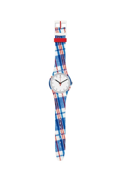 Swatch Ceas unisex cu o curea in carouri din silicon Femei