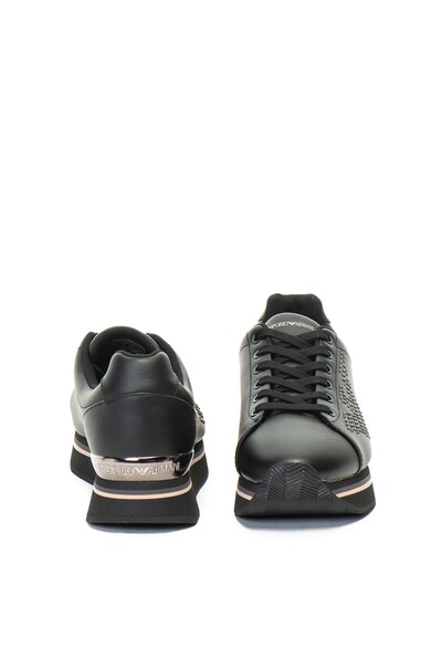 Emporio Armani Flatform bőr sneakers cipő szegecses rátétekkel női