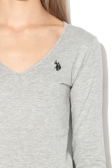 U.S. Polo Assn. Bluza cu decolteu in V si detaliu logo brodat Femei