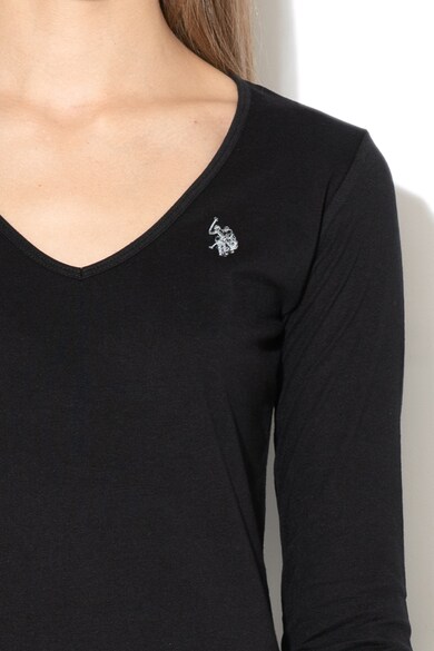 U.S. Polo Assn. Bluza cu decolteu in V si detaliu logo brodat Femei