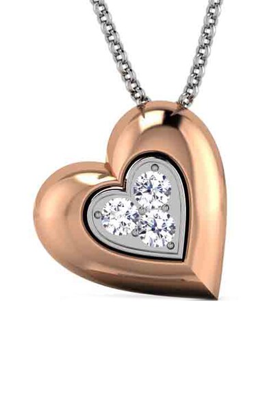 Dhamont Pandantiv din aur de 14k in forma de inima, cu 3 diamante Femei