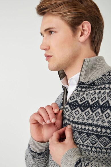 NEXT Bárány gyapjú tartalmú pulóver geometriai mintával férfi