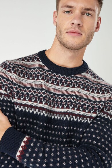 NEXT Grafikai mintás gyapjútartalmú pulóver férfi