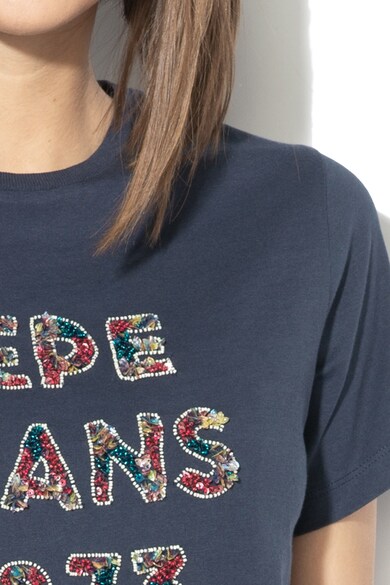 Pepe Jeans London Tricou cu aplicatie logo din margele Marnie Femei
