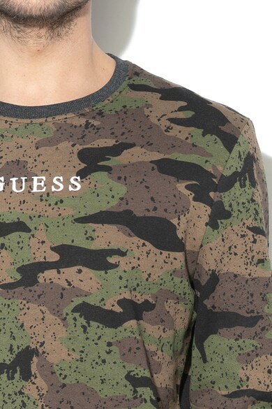 GUESS JEANS Bluza sport cu model camuflaj si imprimeu logo Barbati