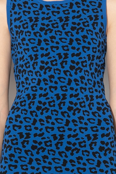 GUESS JEANS Rochie cambrata cu animal print si volan la terminatie Femei