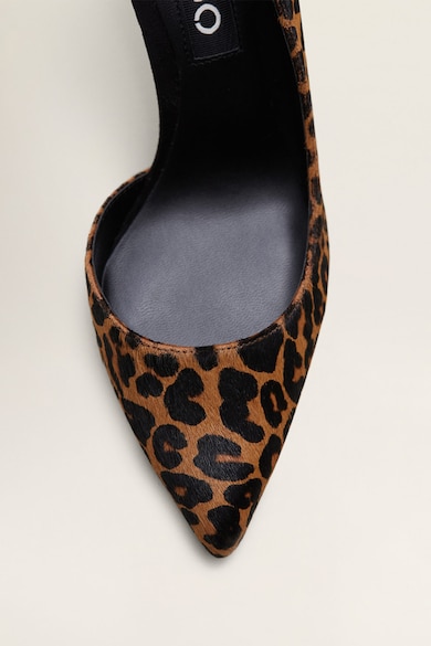 Mango Pantofi stiletto de piele cu par scurt si animal print Audrey 2 Femei